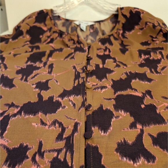 Nine West Women's XXL Blouse Autumnal Colored Button Up Balloon Sleeve Abstract - Picture 10 of 16